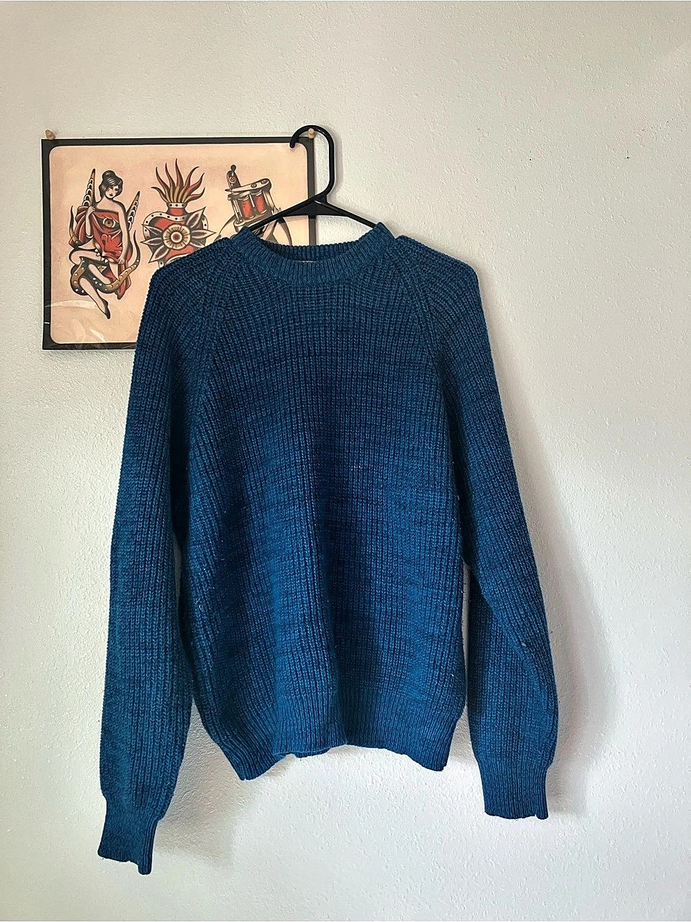 St. John's Bay Blue Textured Knit Crewneck Sweater Size Medium
